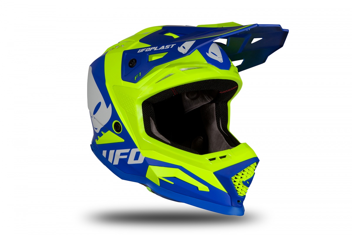 Motocross helmet Echus blue and neon yellow matt - Home - HE169 - Ufo Plast